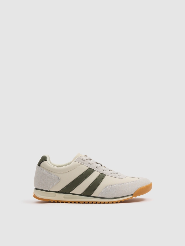 Retro combined faux leather sneaker sand