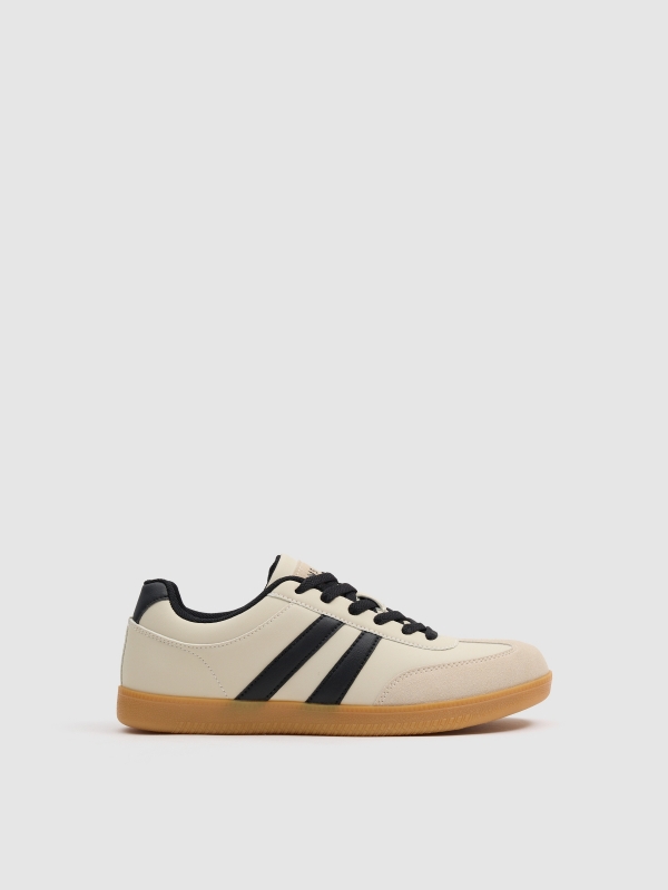 Retro combined faux leather sneaker raw