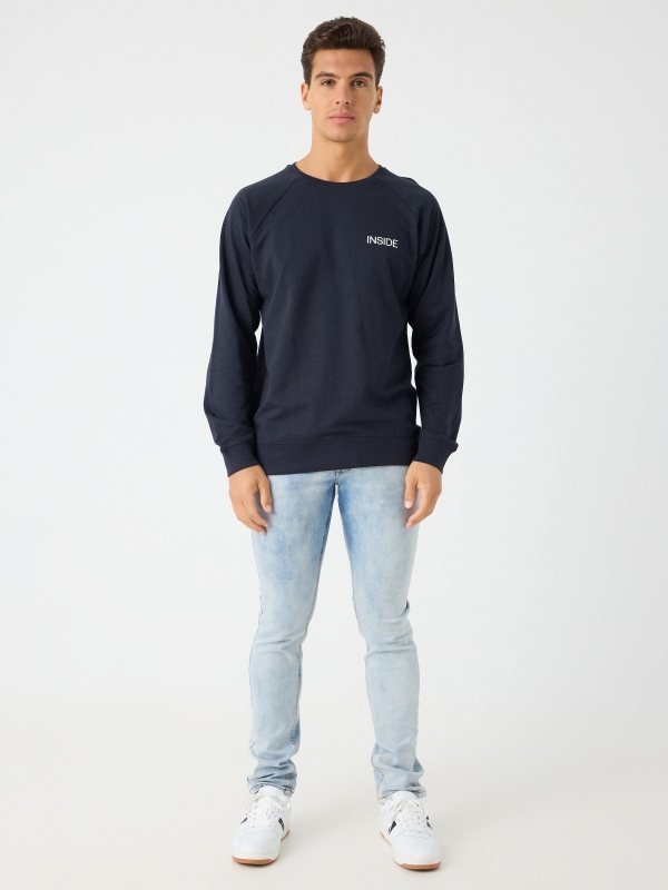 Jeans slim azul claro lavado azul claro vista geral frontal