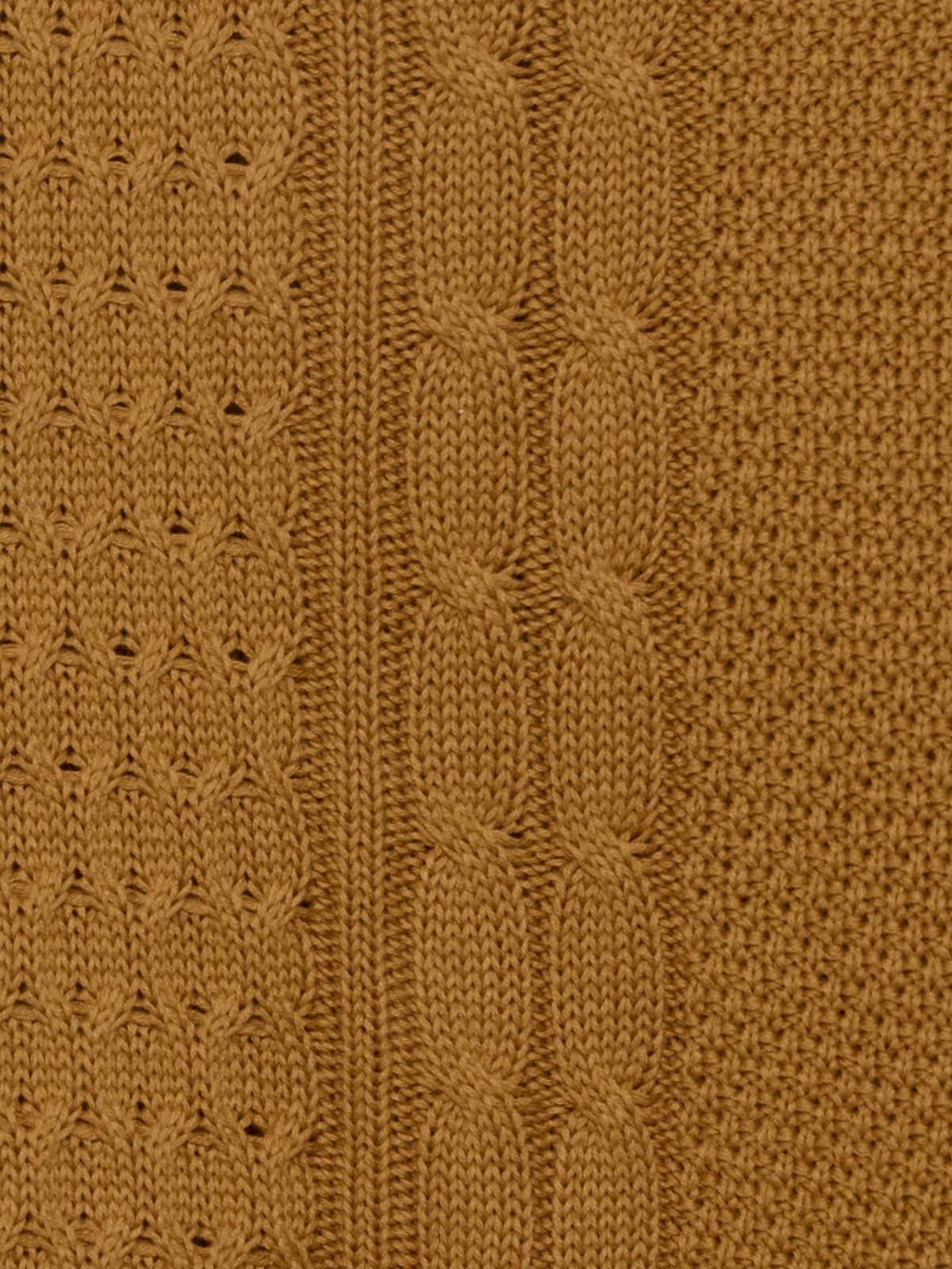 Two-tone cable knit sweater brown detail view texture Two-tone cable knit sweater brown detail view texture