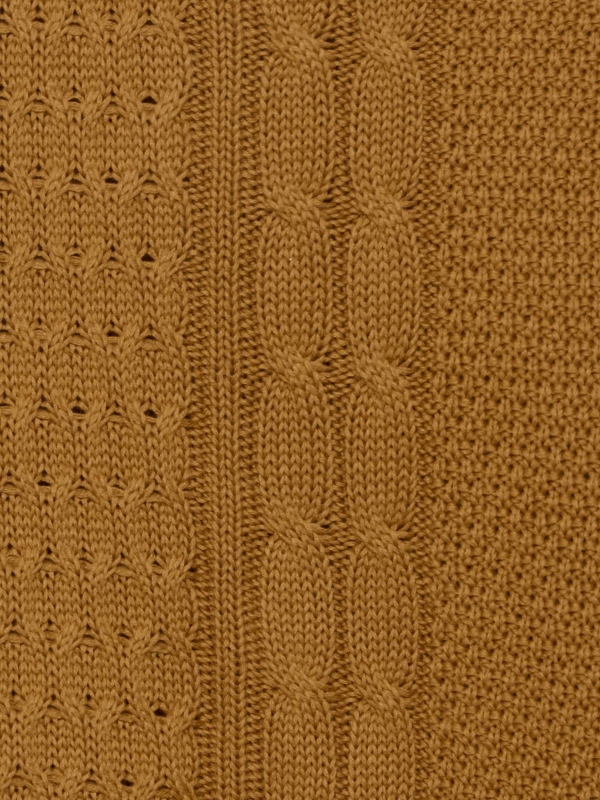 Suéter de tricô de dois tons marrom vista detalhe textura