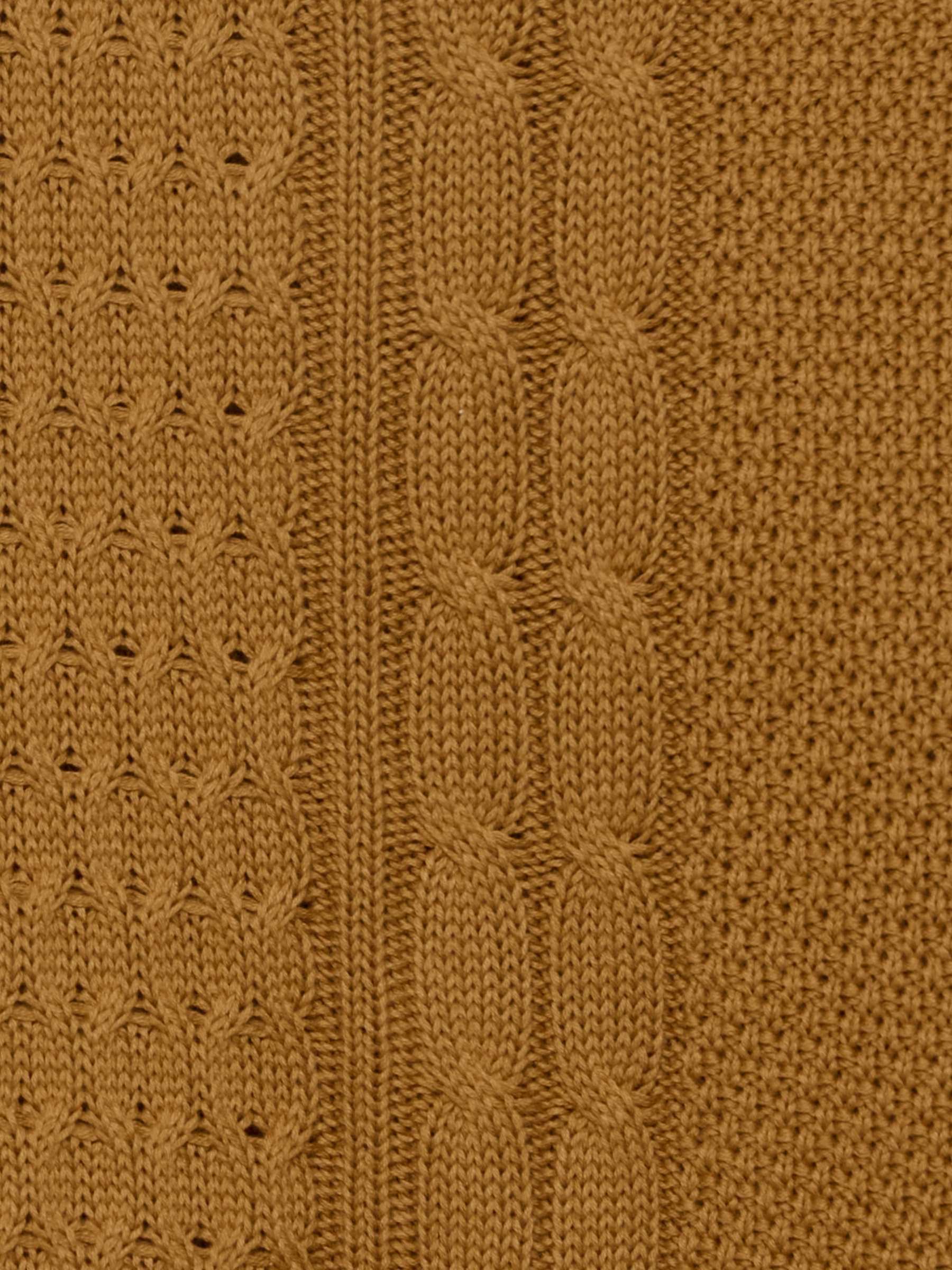 Two-tone cable knit sweater brown middle front view