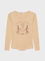 %Pto% Esoteric print long sleeve t-shirt light brown