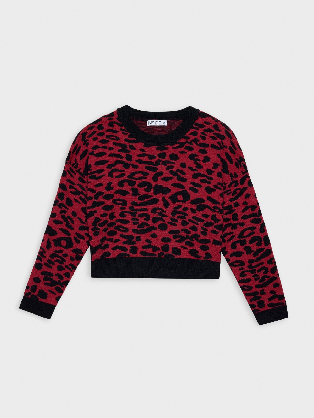  Suéter cropped animal print preto