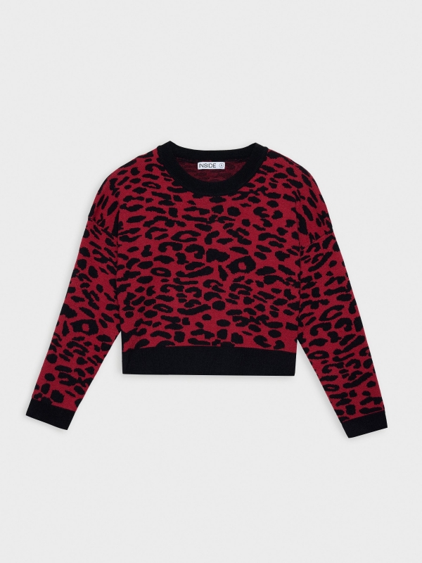  Suéter cropped animal print preto