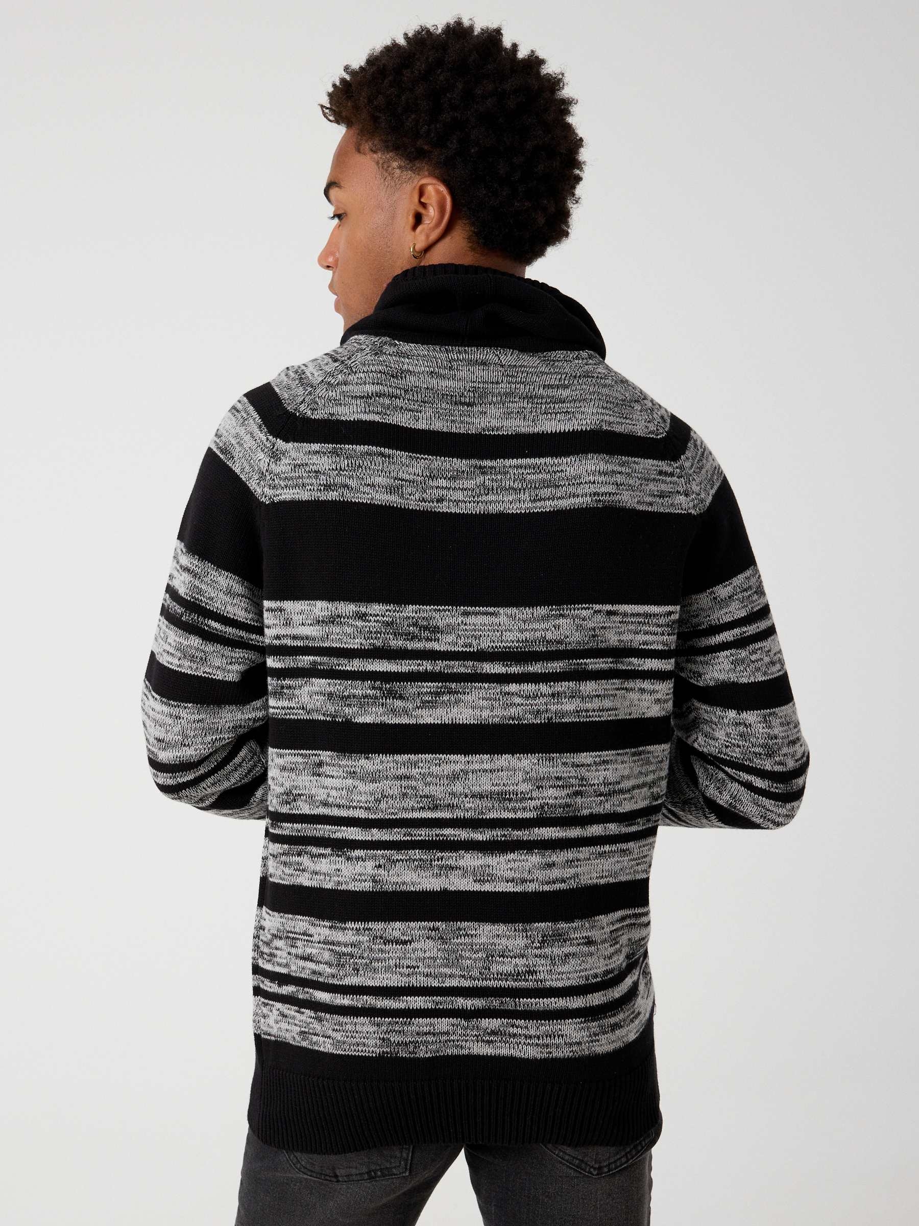 Jersey jaspeado cuello envolvente gris vista media frontal