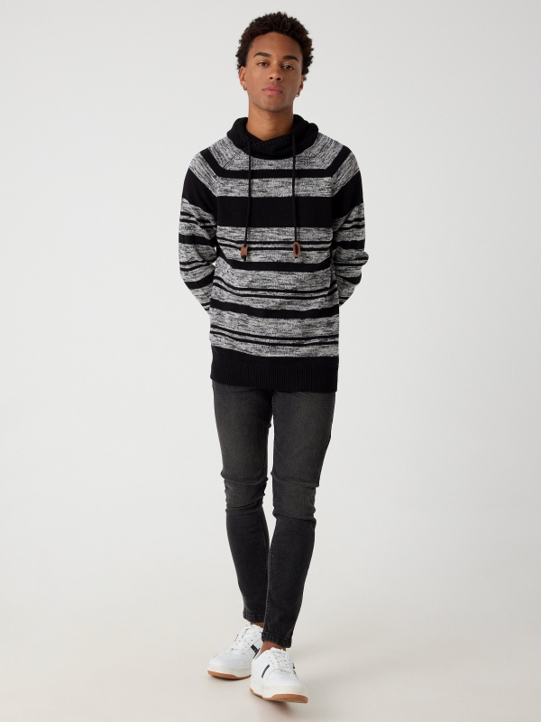 Jersey jaspeado cuello envolvente gris vista general frontal