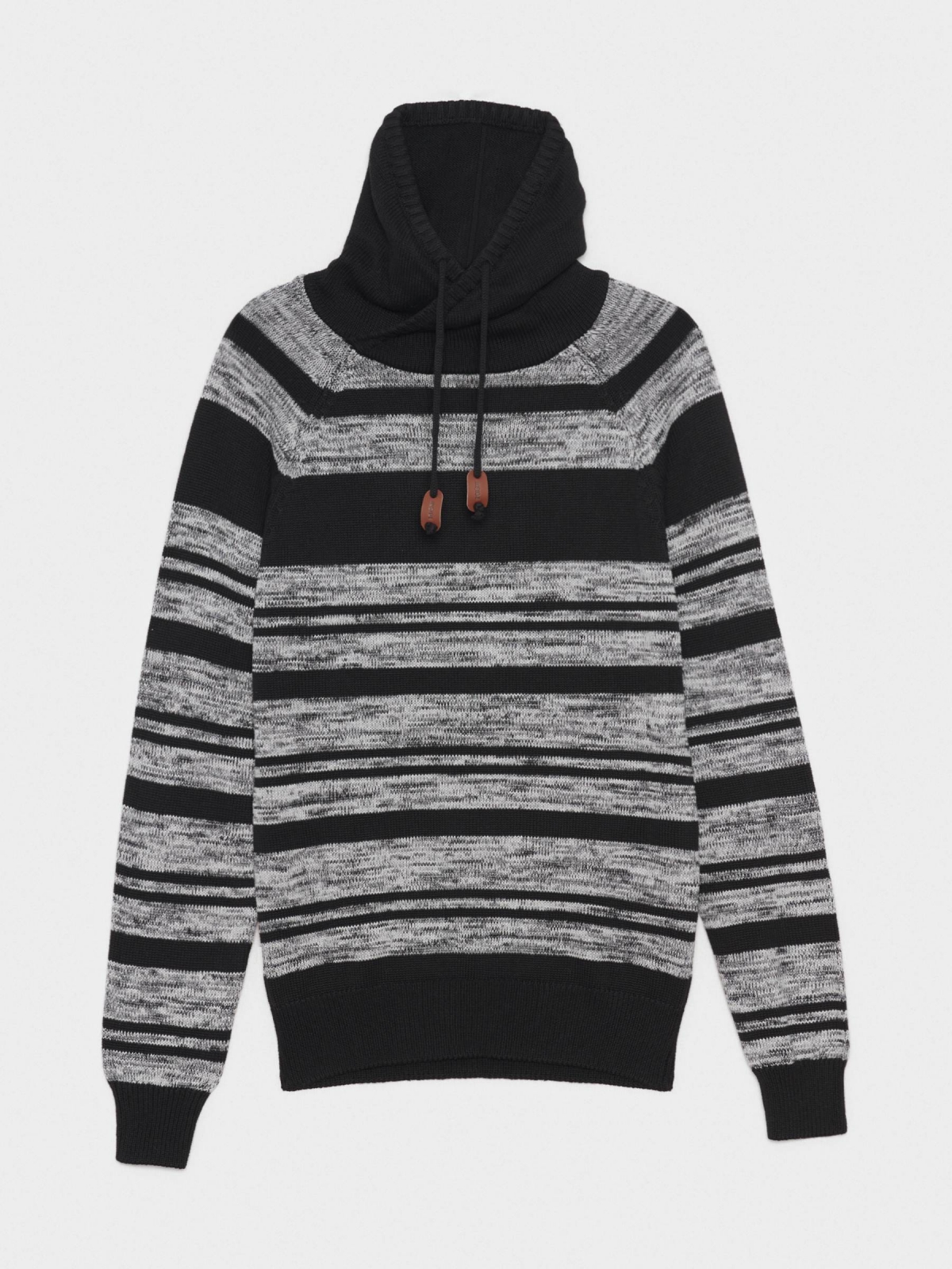 %Pto% Jersey jaspeado cuello envolvente gris