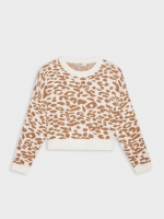 %Pto% Suéter cropped animal print canela