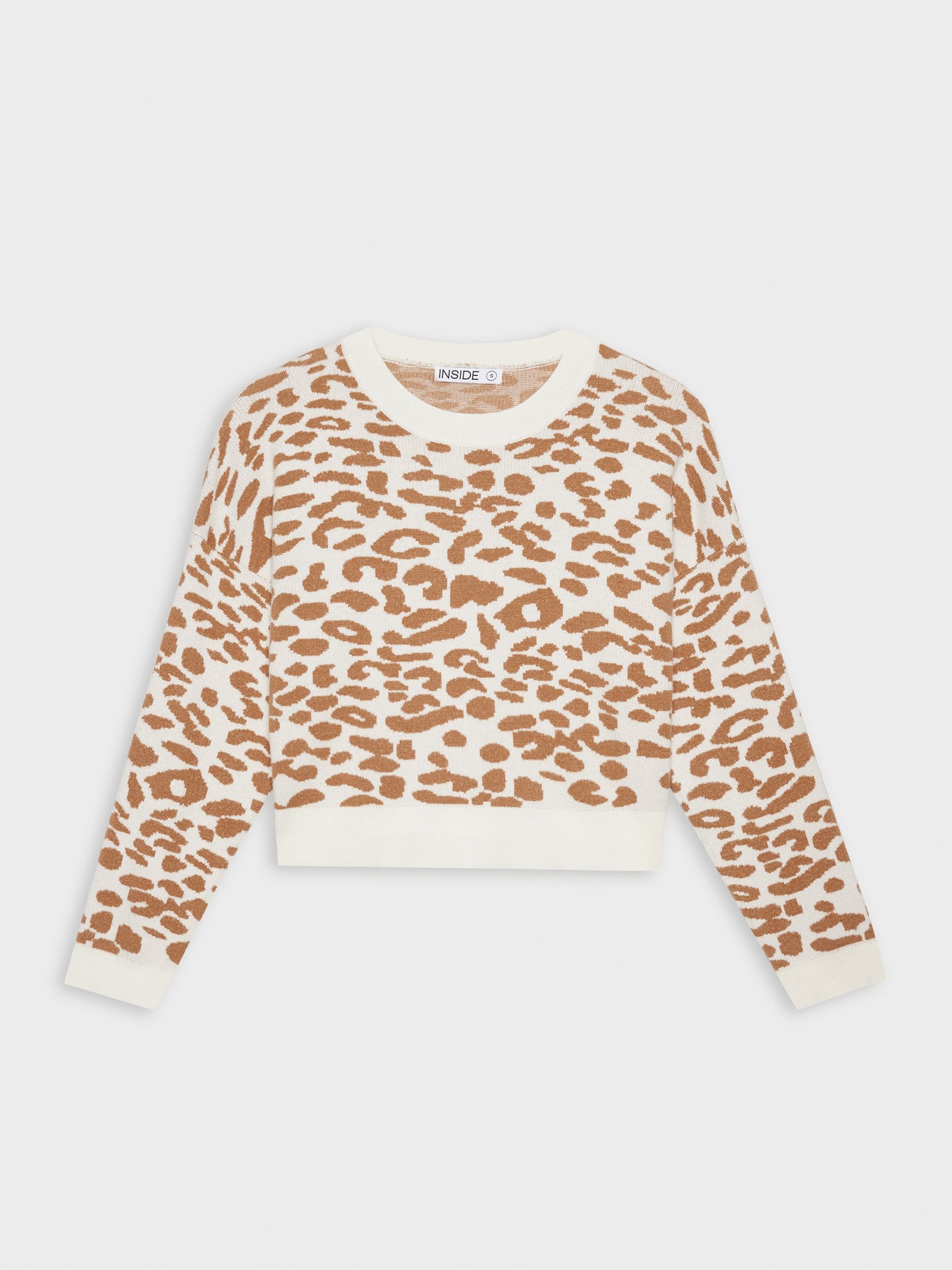 Jersey cropped animal print canela vista media frontal