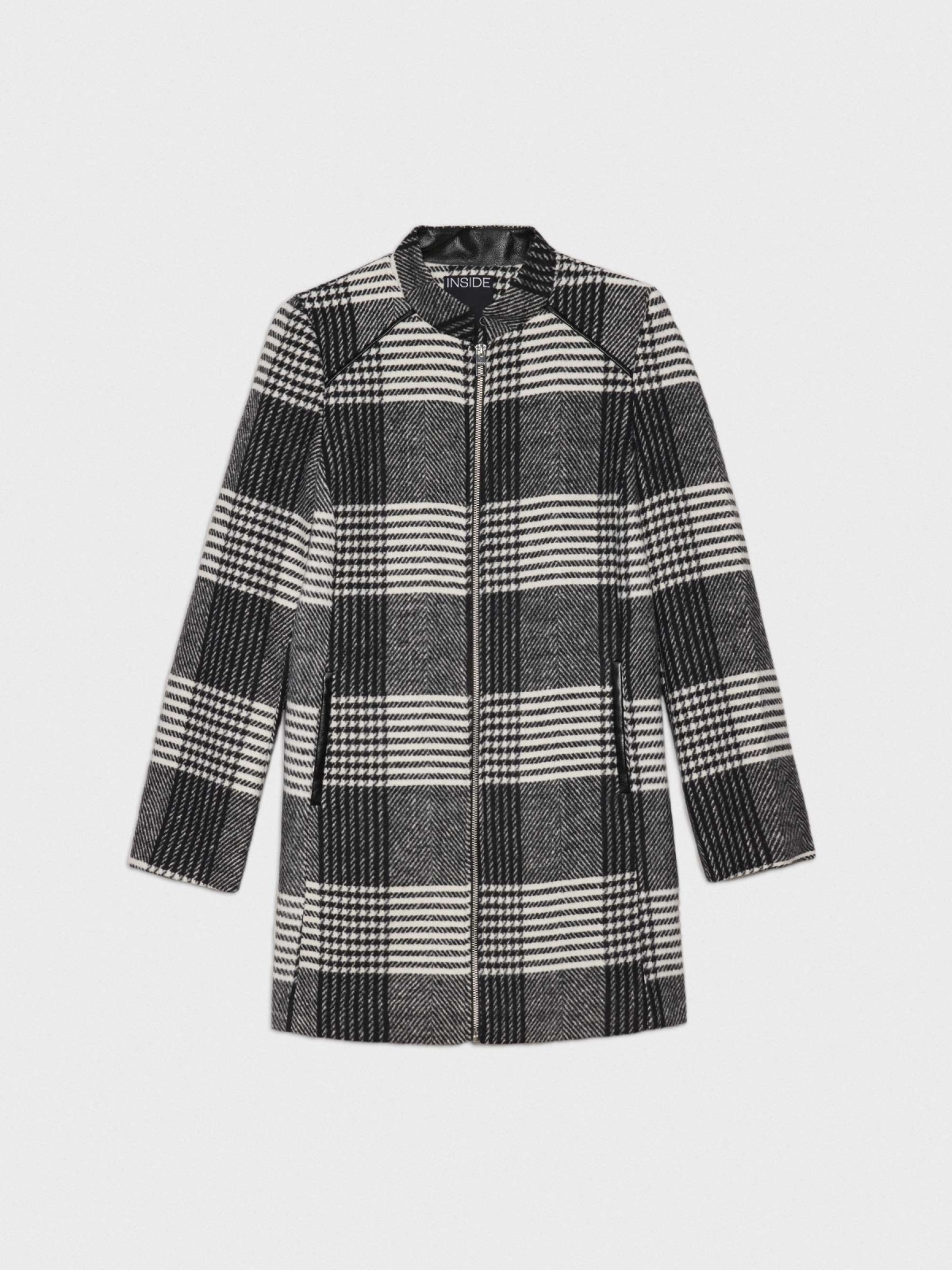  Checked cloth coat black/beige
