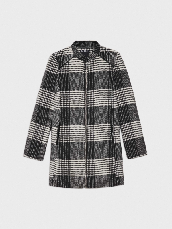  Checked cloth coat black/beige