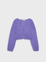 %Pto% Camiseta crop botones con gomas morado
