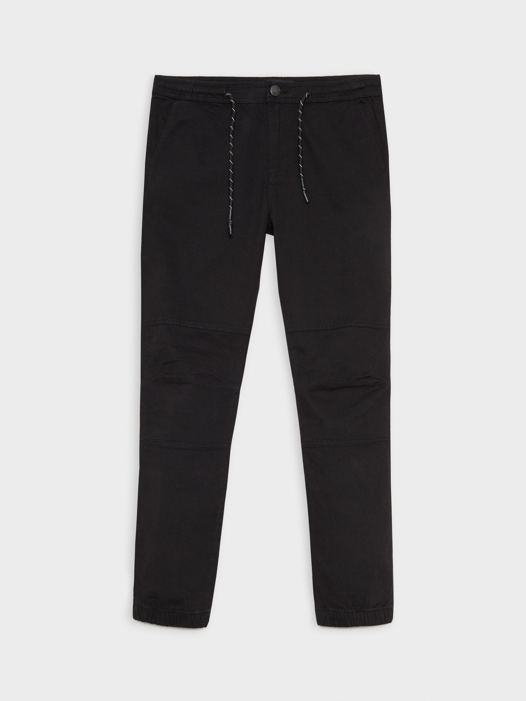 Calça jogger com nó preto vista geral frontal