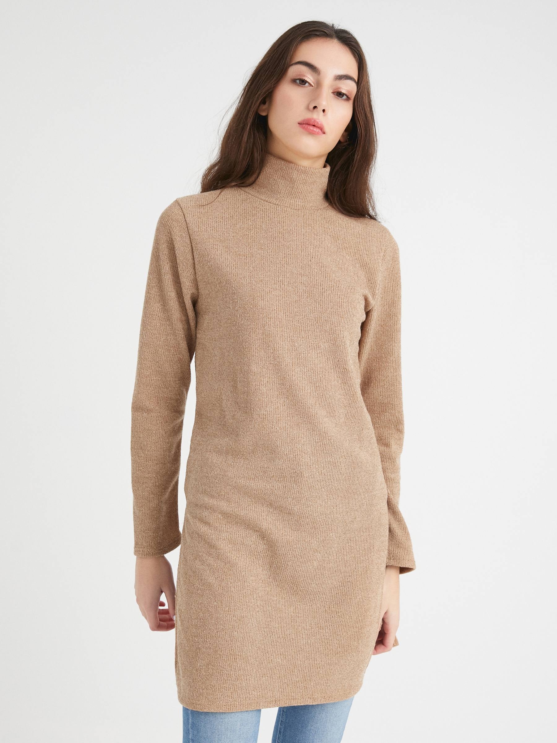 Long slit jumper brown