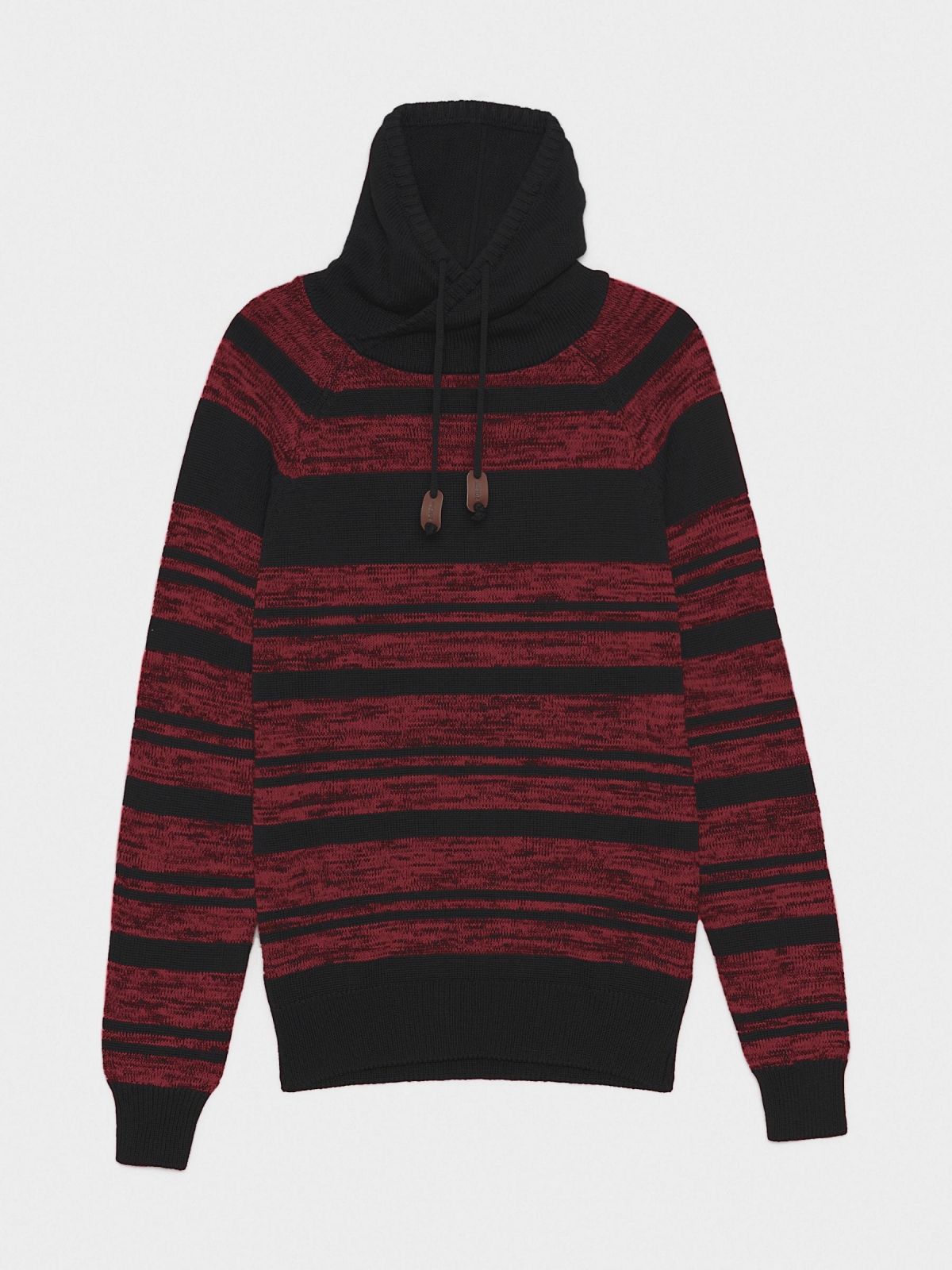  Jersey jaspeado cuello envolvente rojo