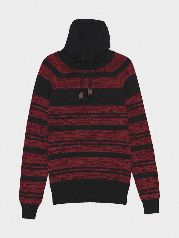  Jersey jaspeado cuello envolvente rojo