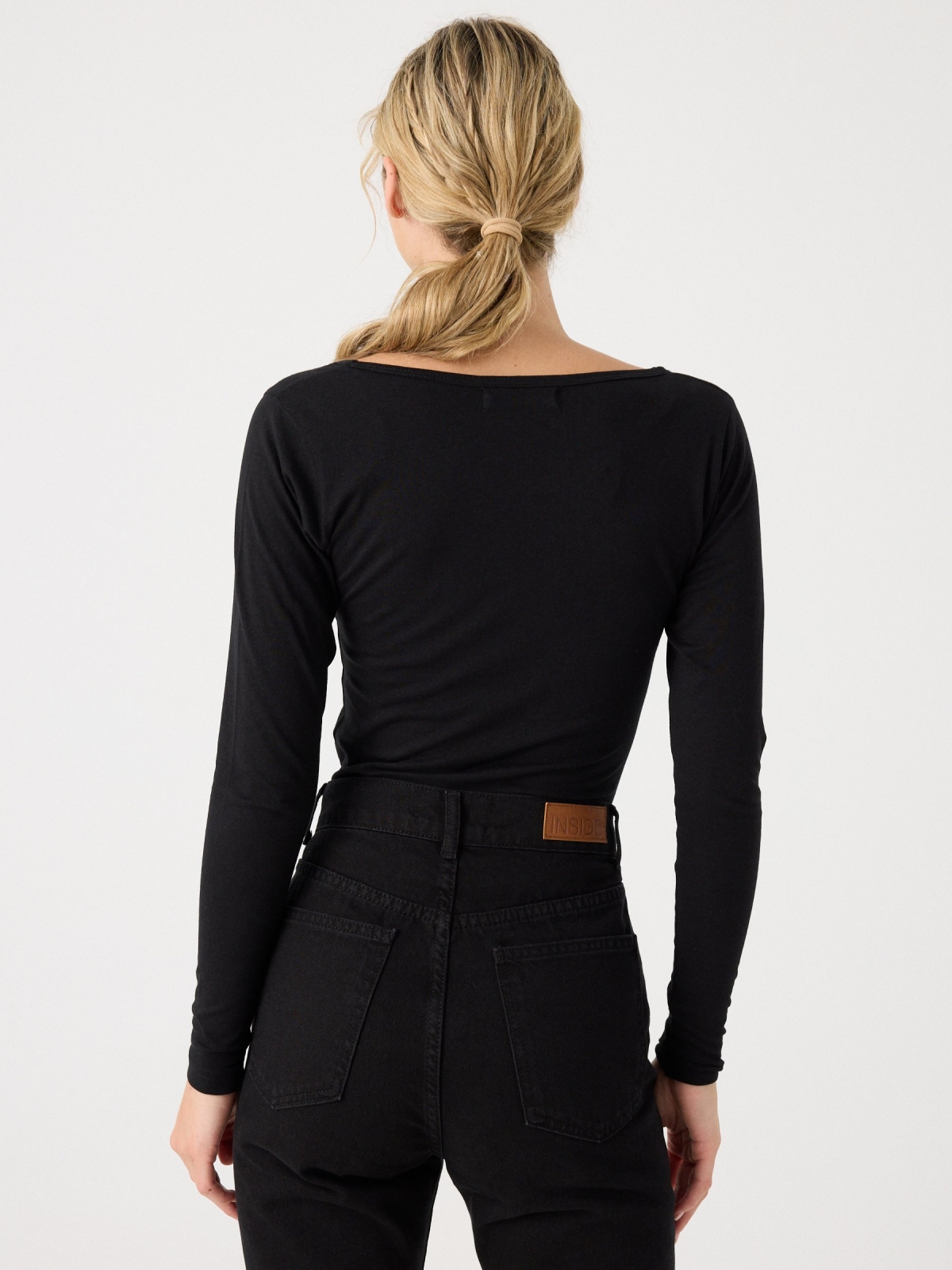 Esoteric print long sleeve t-shirt black middle back view