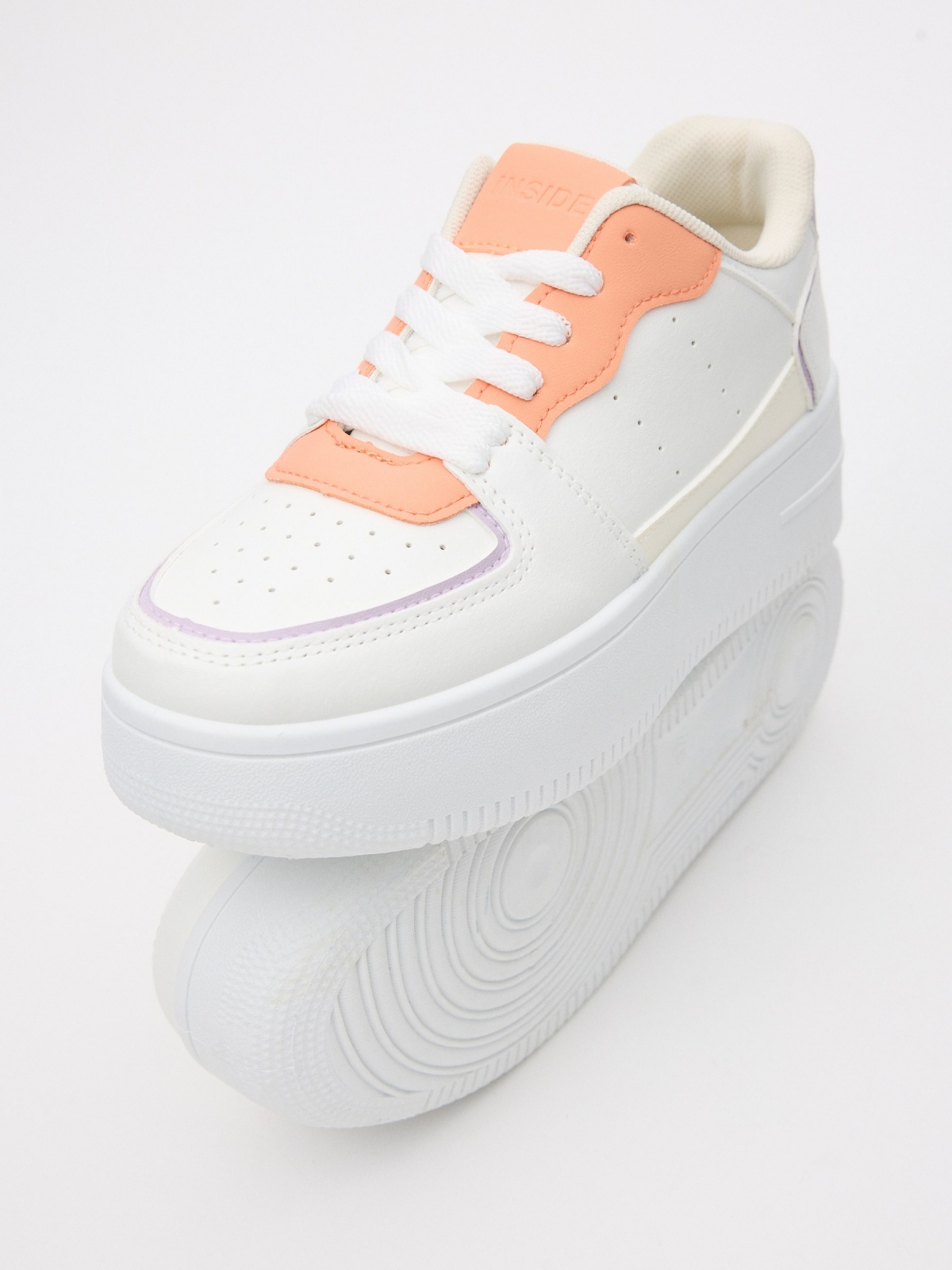 Casual colorful sneaker with platform white detail view Casual colorful sneaker with platform white detail view