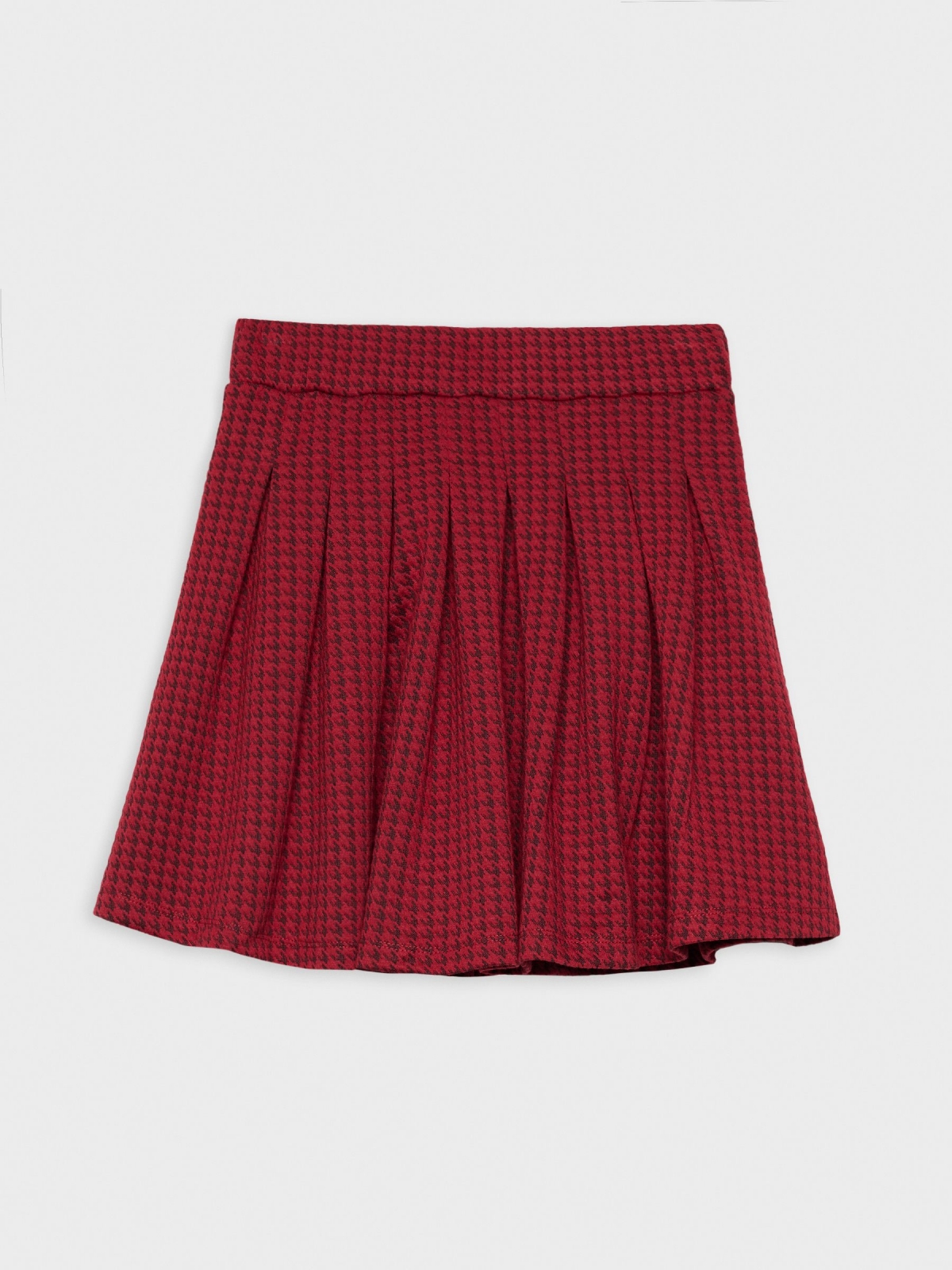 %Pto% Houndstooth flared skirt garnet