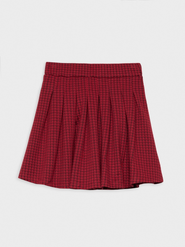  Houndstooth flared skirt garnet