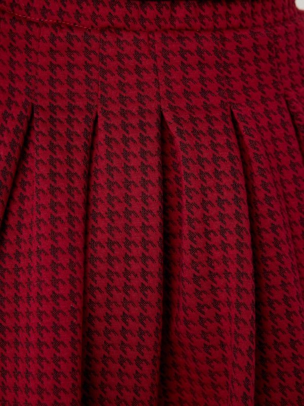 Saia evasê estampa houndstooth granada vista detalhe