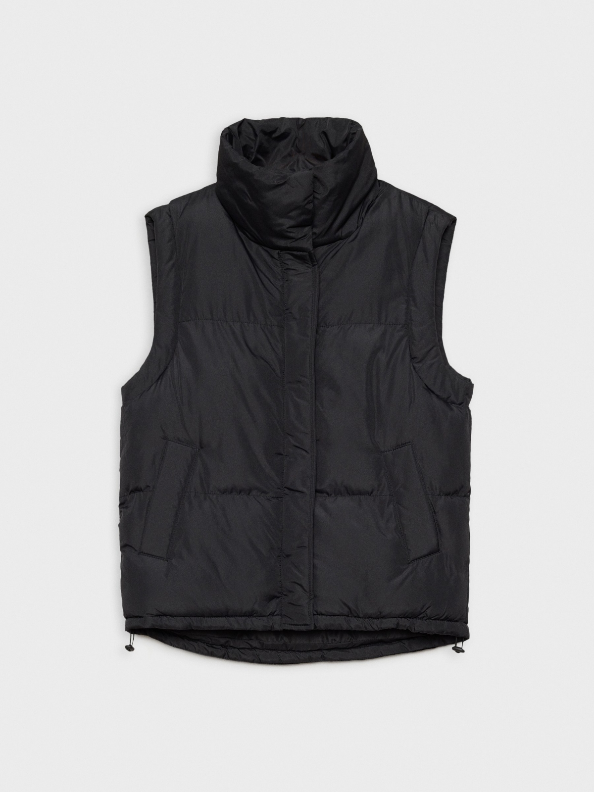  Chaleco puffy cuello alto negro