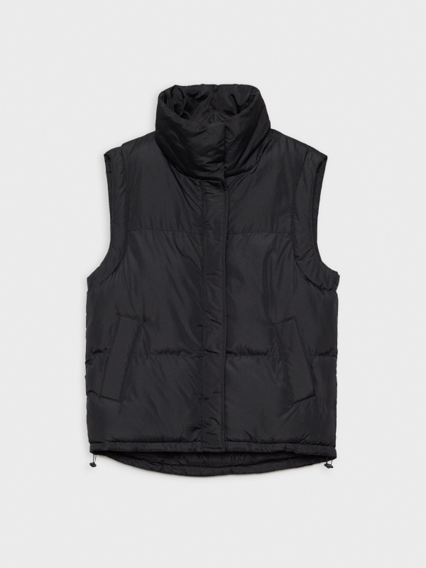  Chaleco puffy cuello alto negro
