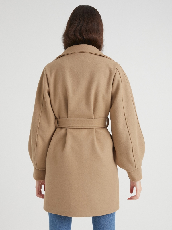 Lapel double-breasted coat ochre
