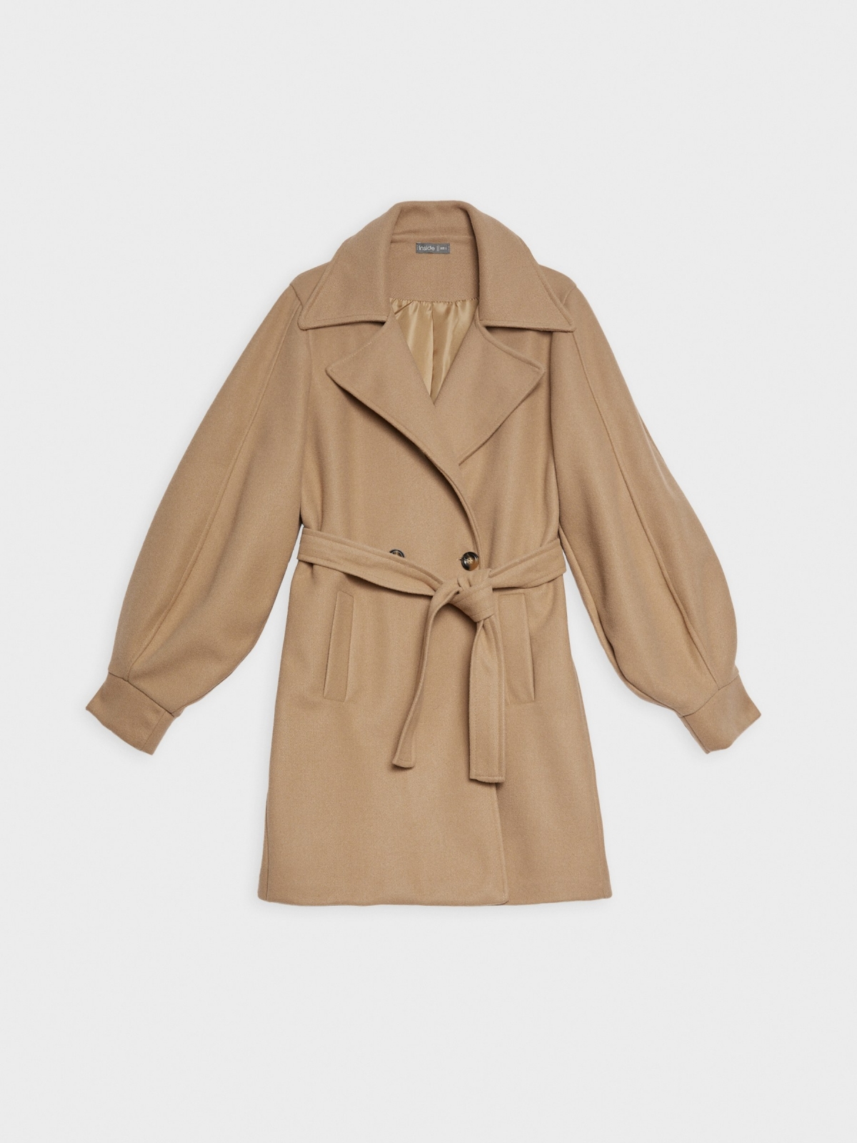 Lapel double-breasted coat ochre