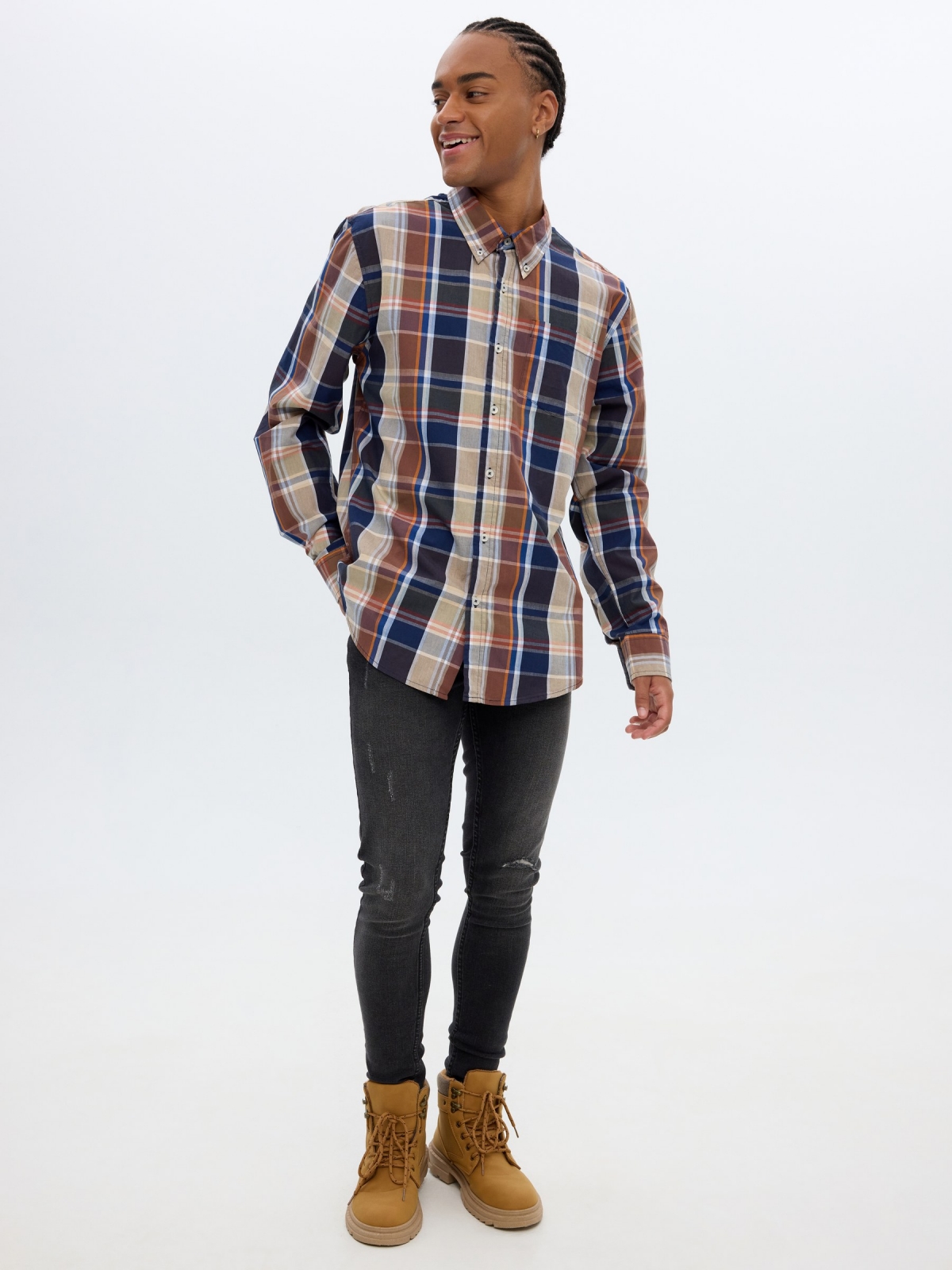 Plaid shirt blue front view