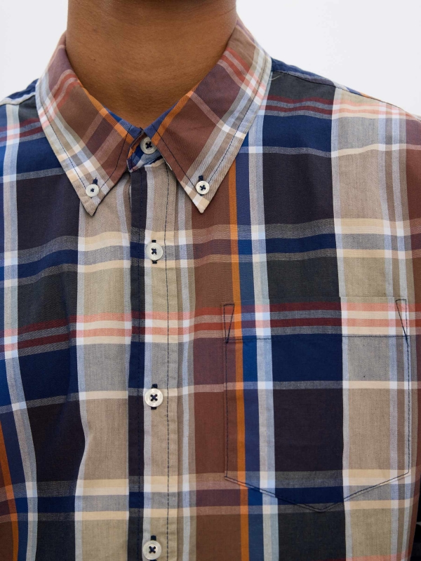 Plaid shirt blue detail view