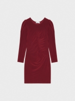 %Pto% Short gathered dress garnet