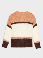 %Pto% Chunky knit sweater with stripes dark brown