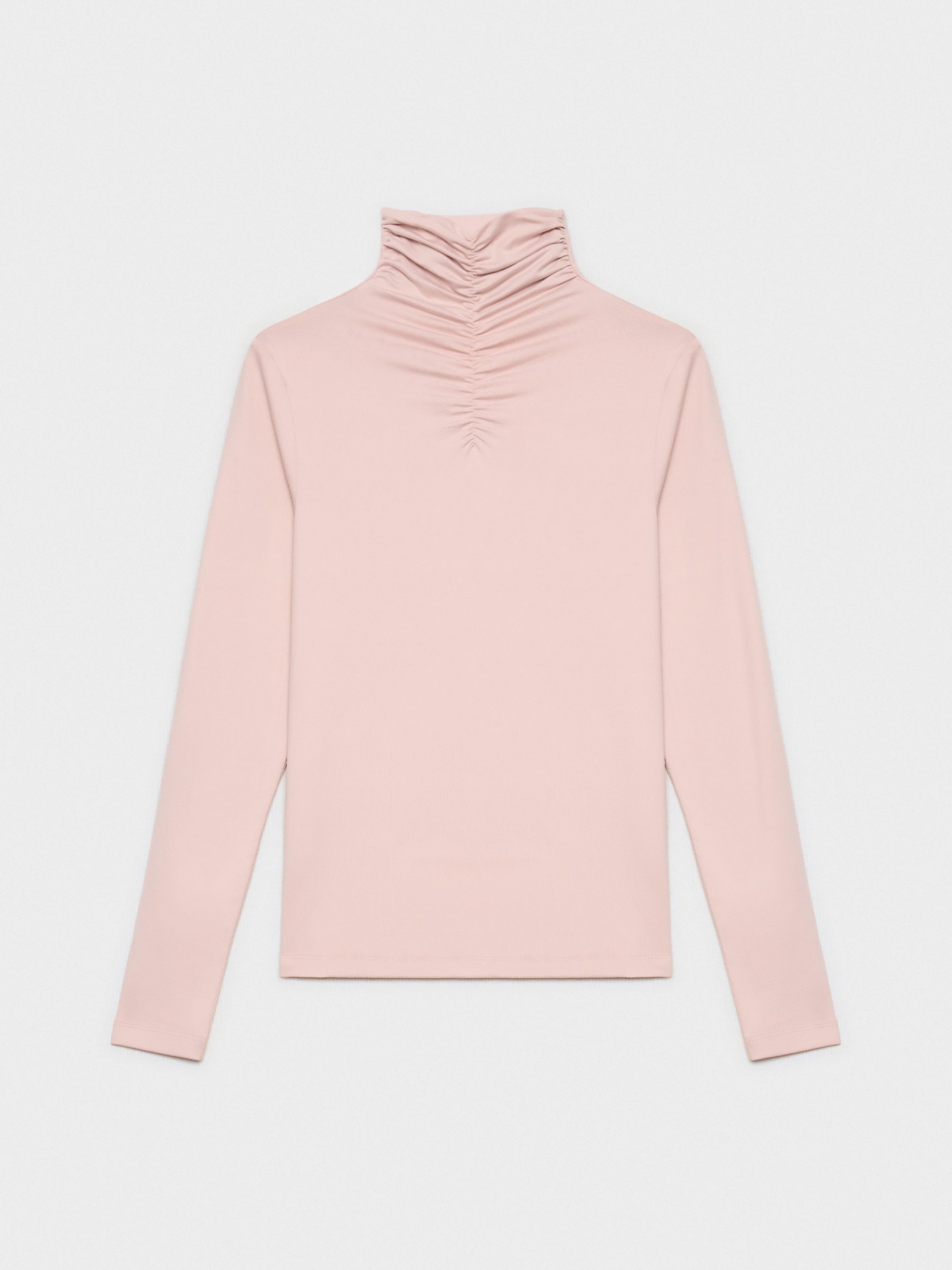  T-shirt de gola rulê cor-de-rosa rosa claro