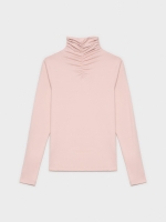 %Pto% T-shirt de gola rulê cor-de-rosa rosa claro