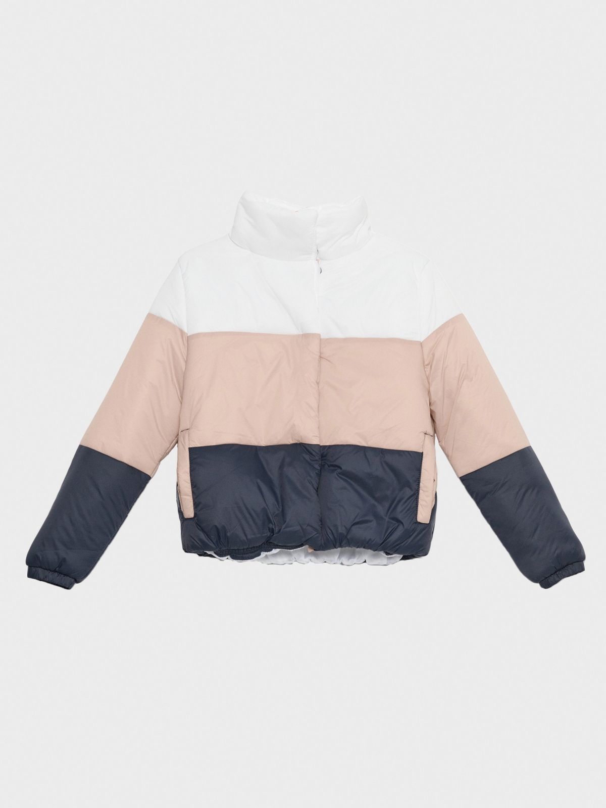 Quilted jacket with combined panels off white