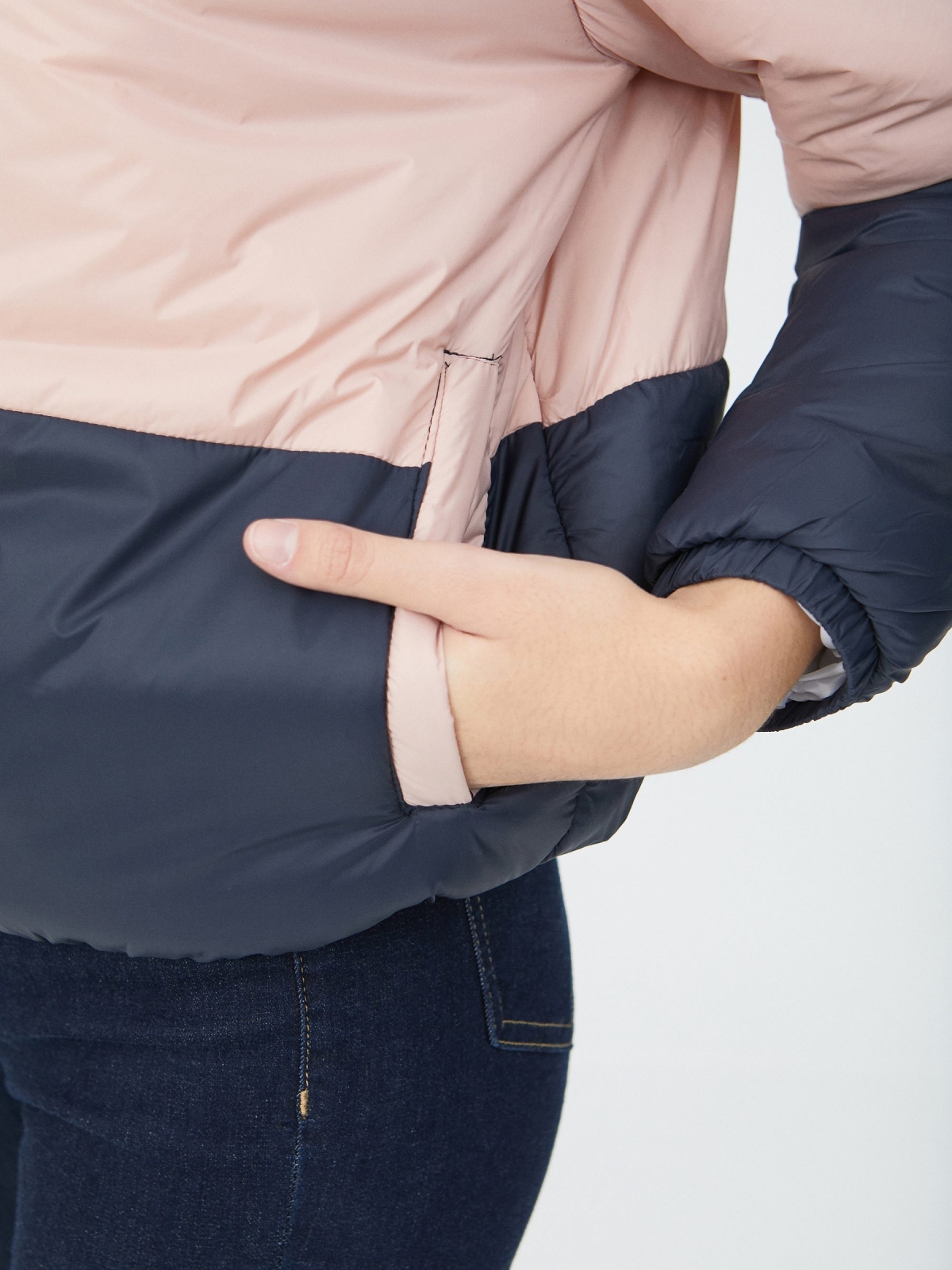 Quilted jacket with combined panels off white