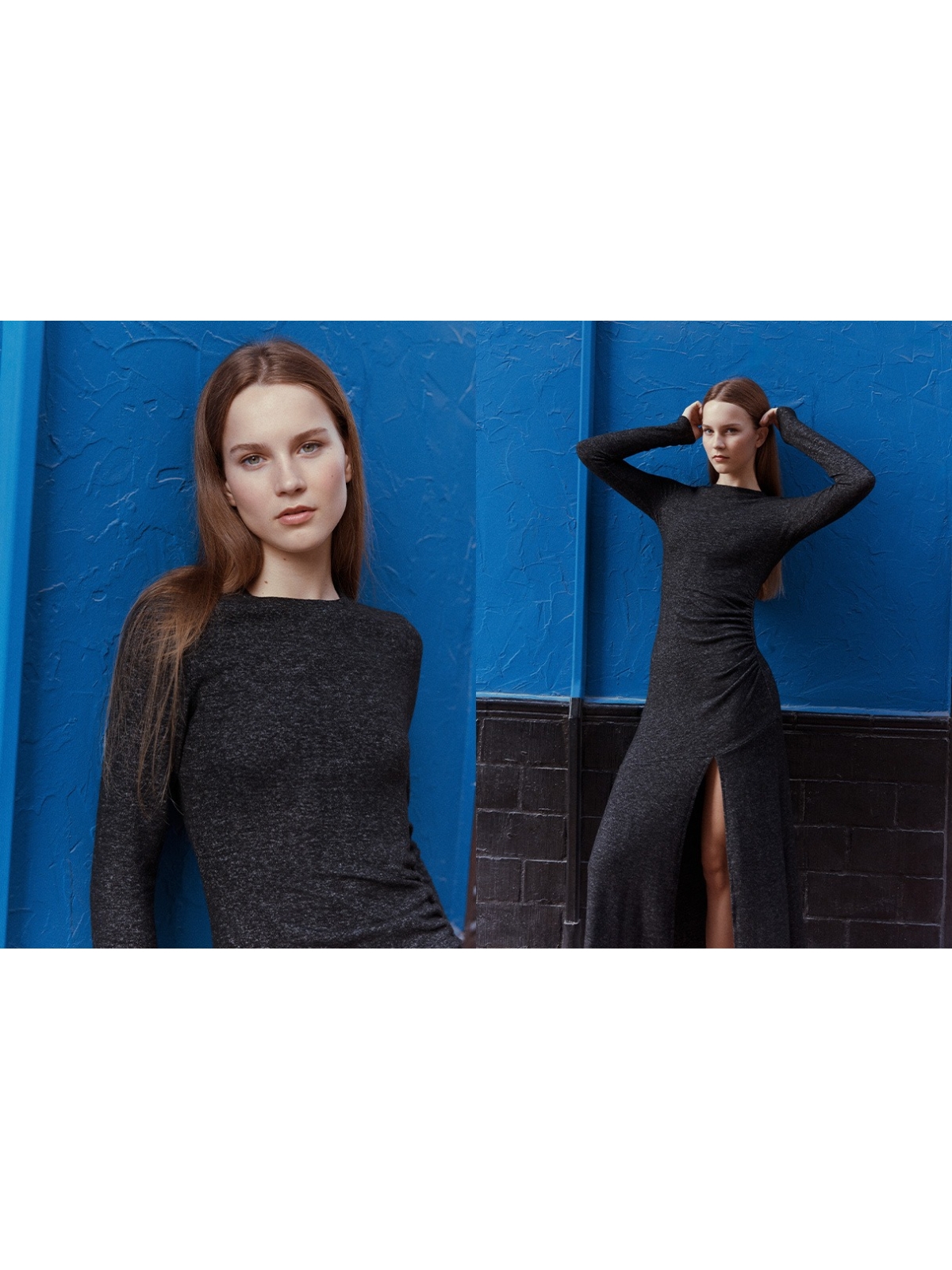 %NewExtra% Vestido midi com abertura cinza escuro %NewExtra% Vestido midi com abertura cinza escuro