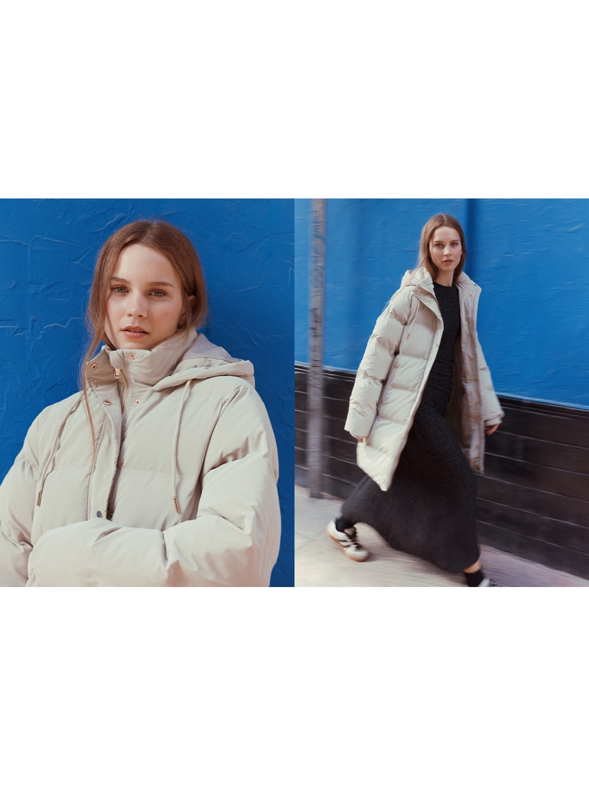 %NewExtra% Anorak largo acolchado con capucha taupe %NewExtra% Anorak largo acolchado con capucha taupe