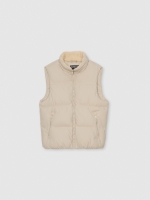 %Pto% Beige padded nylon vest raw front view