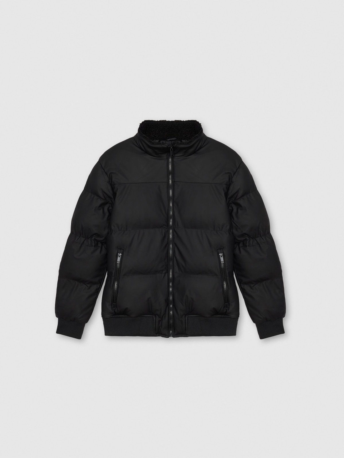  Nylon jacket with zipper black front view