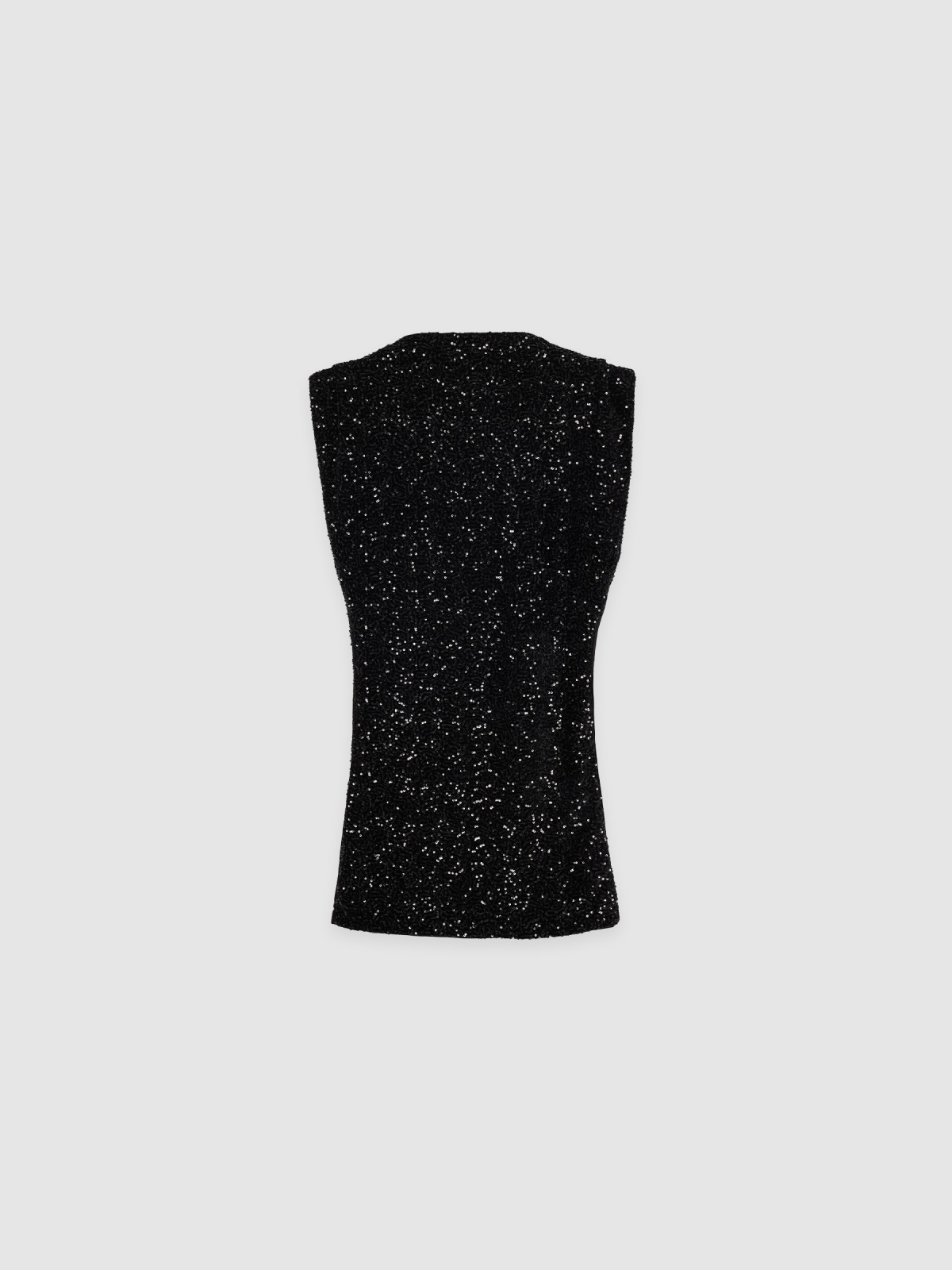 %Pto% Mini sequin dress with a mock neck black front view