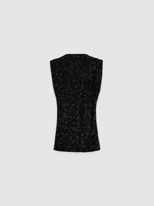  Vestido mini lantejoulas gola alta preto vista frontal