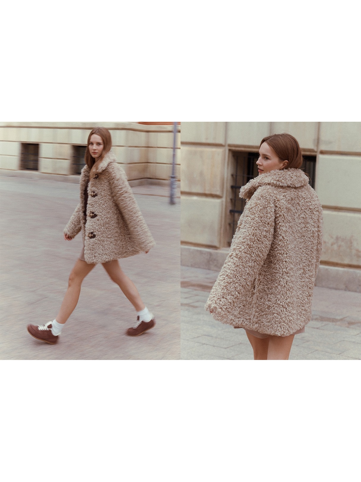 %NewExtra% Faux fur jacket light brown