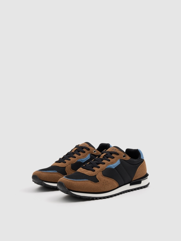 Combined running sports black 45º front view