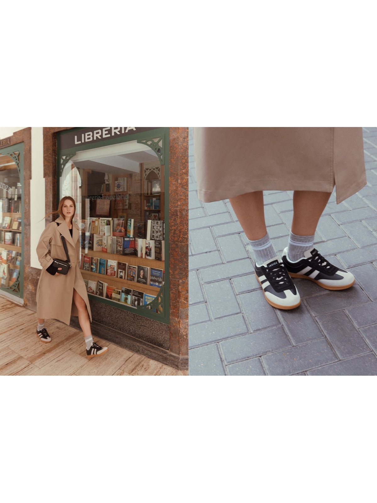 %NewExtra% Zapatilla polipiel retro combinada negro