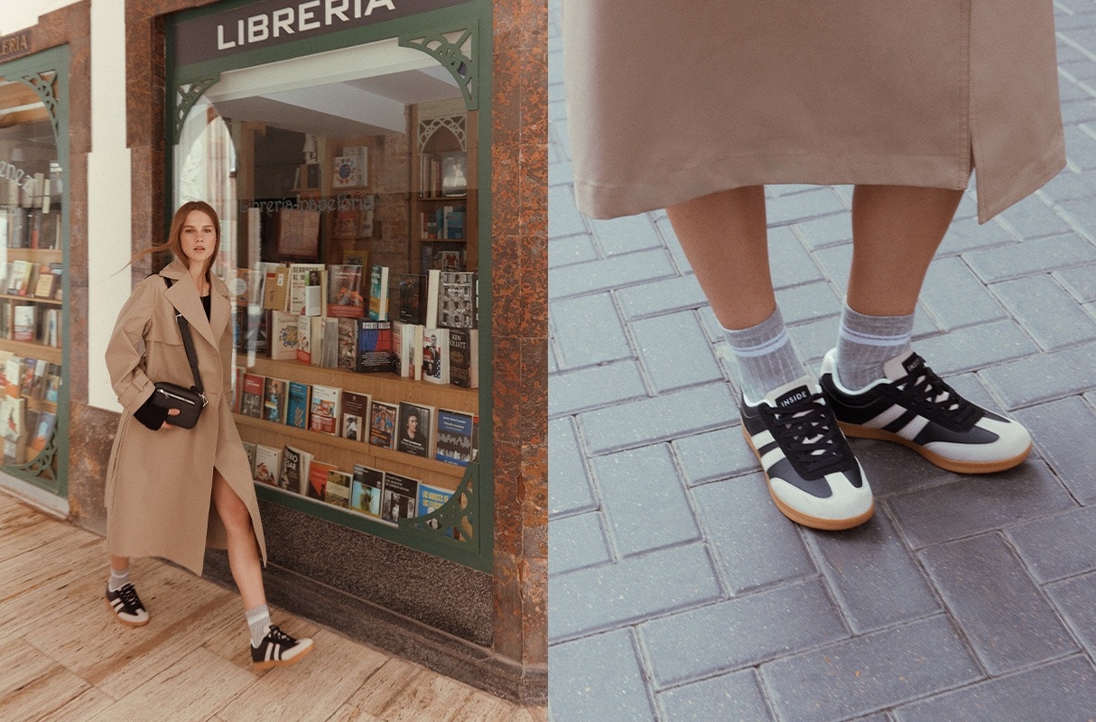 Retro combined faux leather sneaker black