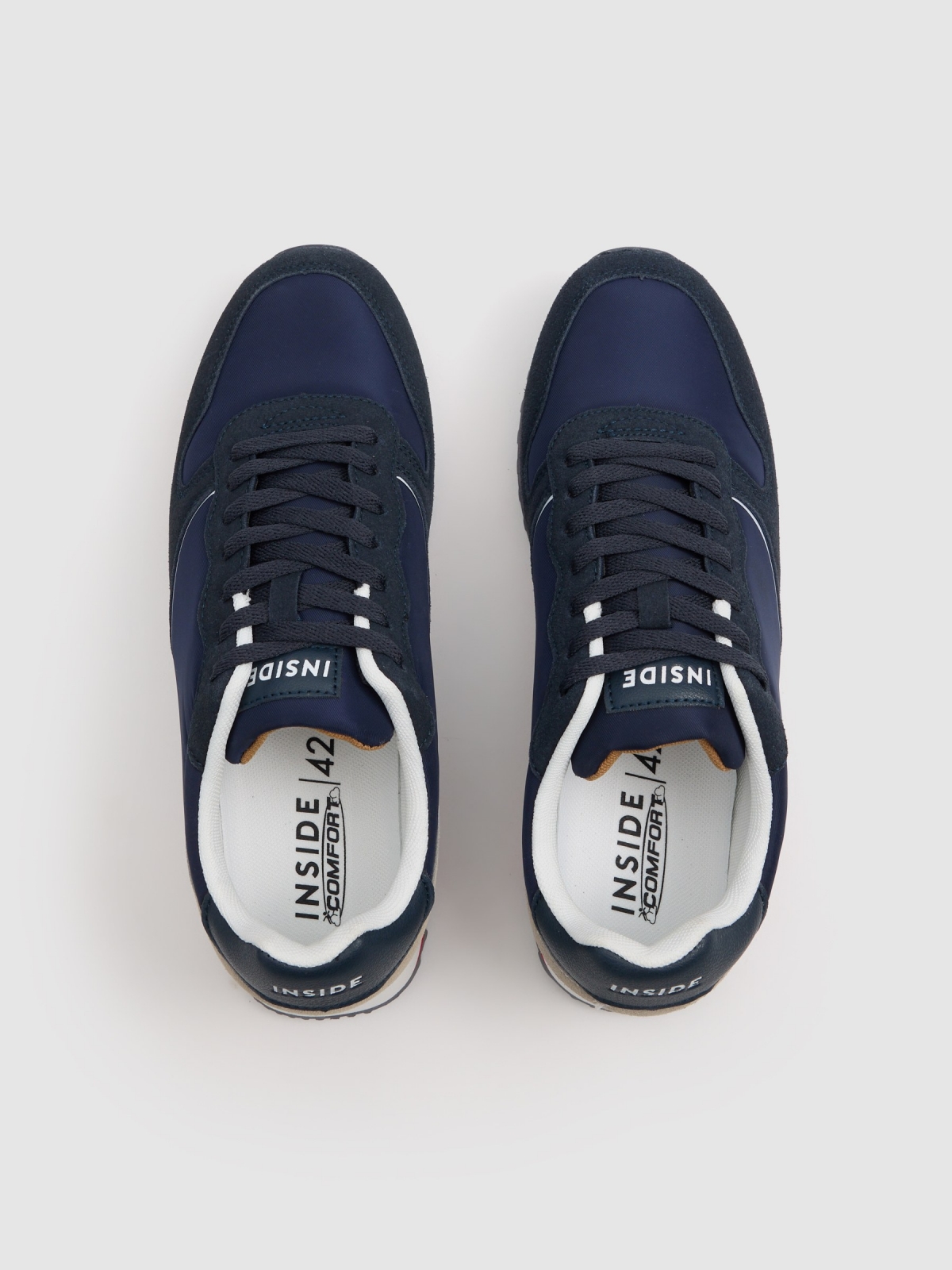 Deportiva nylon running azul marino vista cenital