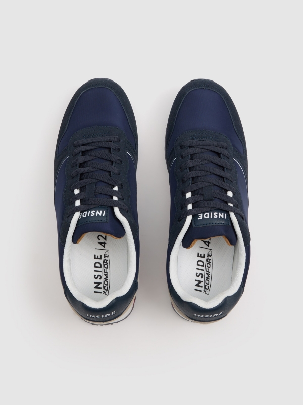 Deportiva nylon running azul marino vista cenital